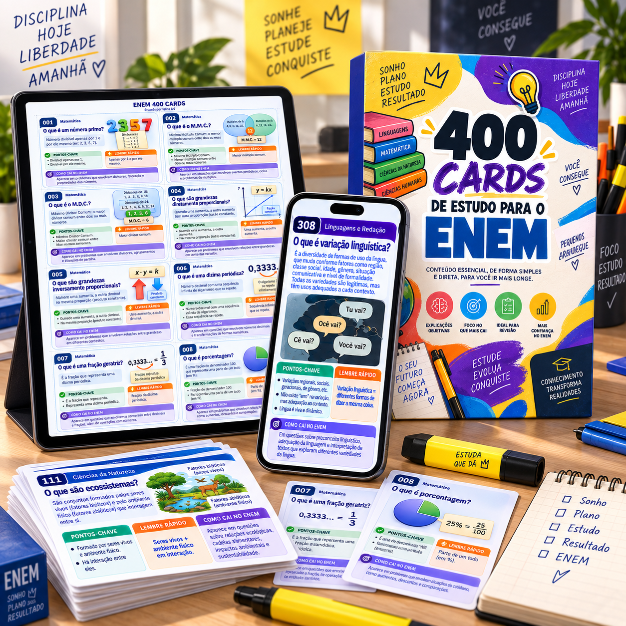 Mockup do pacote de cards ENEM