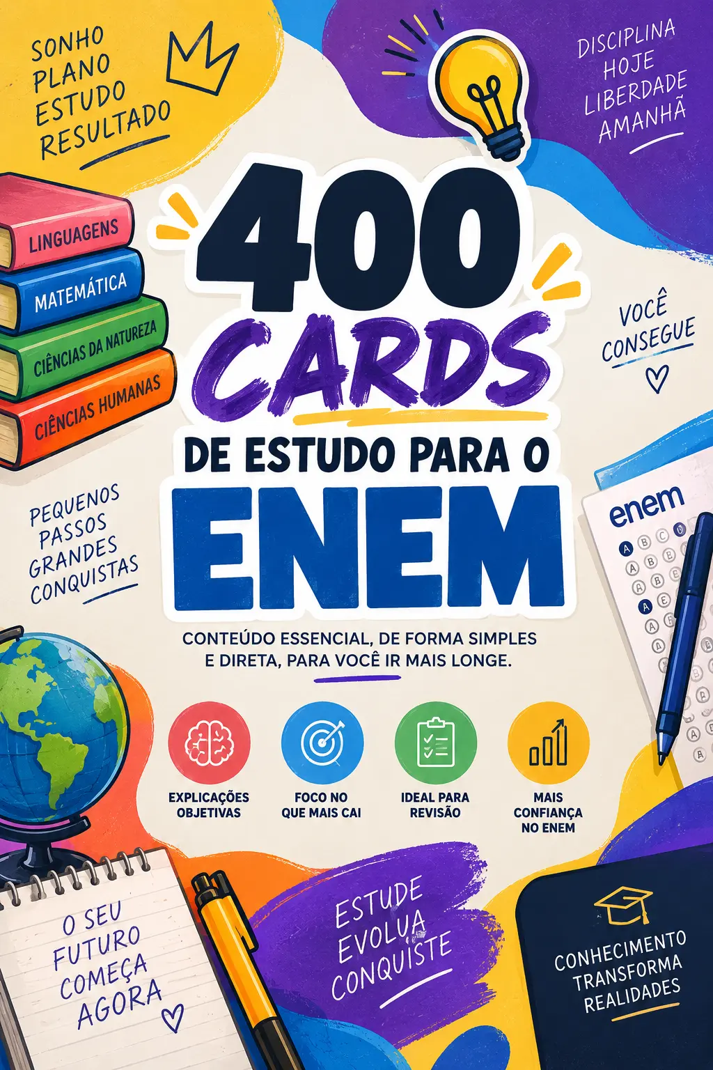 Capa real dos 400 Cards de Estudo para o ENEM